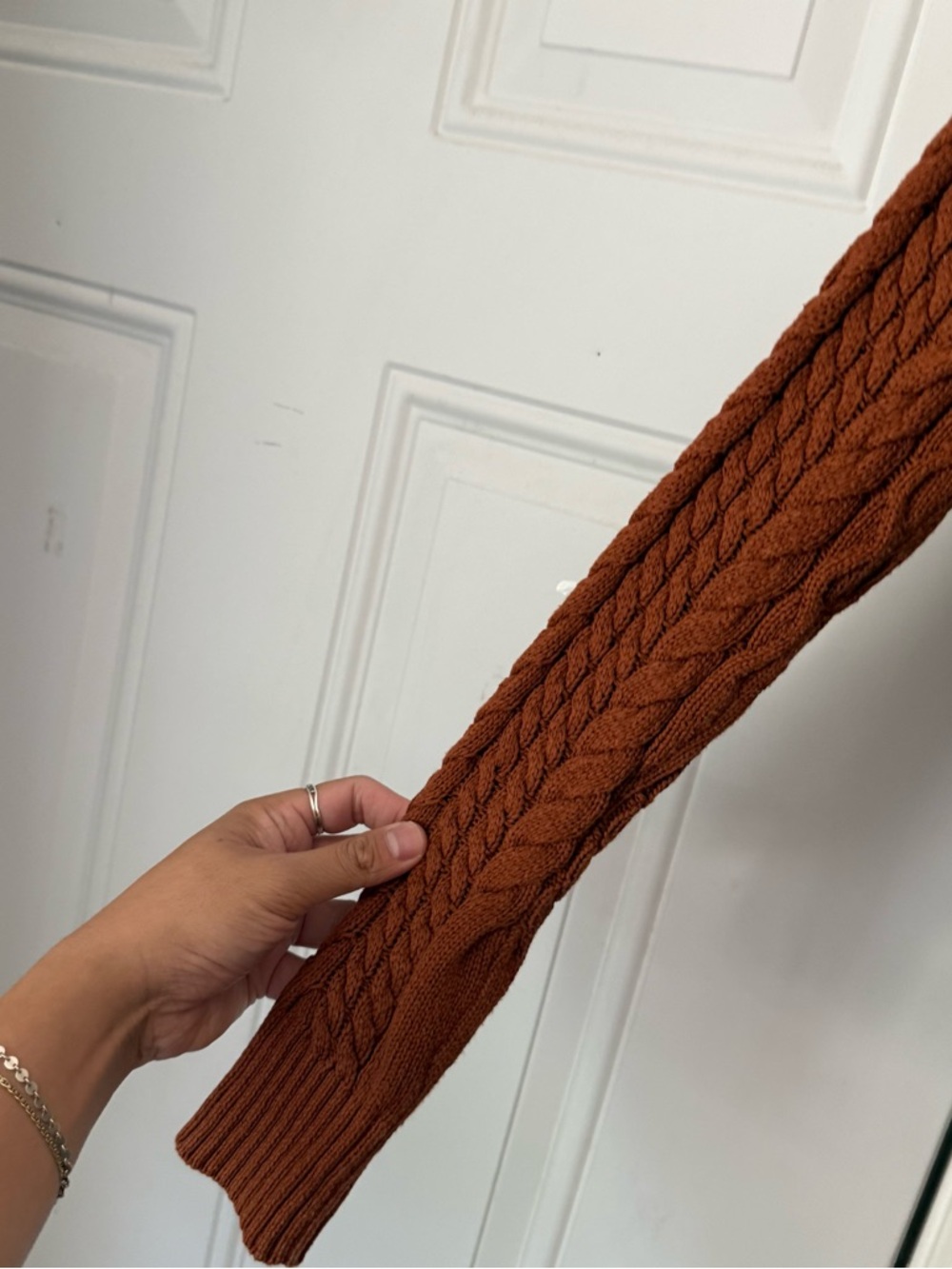 Reformation Rust Cable-Knit Cropped Cardigan - Picture 3 of 6